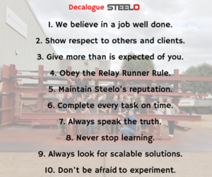 Steelo Decalogue - the core values we stand for