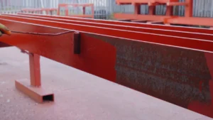 Steel Beams treated with red oxide primer paint.